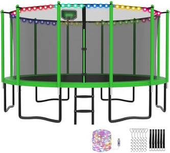 YORIN Tranpoline 16 FT Tranpoline for Kids Adults, No-Gap Design Tranpoline w/Basketball Hoop, Widened Ladder, Waterproof Lights, Heavy Duty Recreational Tranpoline-ASTM Approved