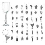 CNYMANY 42 pcs Wine Glass Charms, Wine Themed Goblet Drink Markers Tags with Buckle Design for Wine Cocktail Champagne Tasting Party Favors Decoration Supplies Gifts