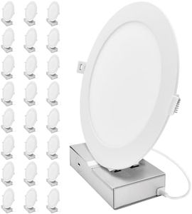 LUXRITE 8-Inch LED Recessed Light with J-Box, Canless Mini Panel Spotlight, 5CCT 2700K-5000K, 13/15/18 Watts, 1050/1250/1500 Lumens, CRI90, Dimmable, 120-277V, IC Rated, Wet Rated ETL Listed (24 Pack)