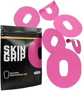 Skin Grip Adhesive Patches for Dexcom G6 CGM – Waterproof & Sweatproof Adhesive for 10-14 Days, Pre-Cut Adhesive Medical Tape, Continuous Glucose Monitor Sensor Cover – 20 Pack, Pink