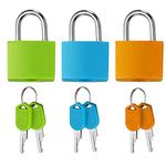 3Pcs Small Locks with Keys, Multicolor Luggage Padlocks Mini Suitcase Keyed Lock Metal Padlocks for Bag Box Diary Storage Cabinet School Gym Classroom