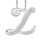 starchenie Letter Necklace Lucky Letter Z Necklace Zircon Pendant 925 Sterling Silver Necklace for Women