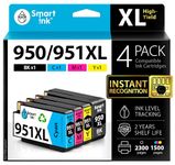 Smart Ink Compatible Ink Cartridge for HP 950 951 XL 950XL 951XL (Black&C/M/Y, 4 Pack Combo) for HP Officejet 8100 8600 8610 8620 8630 8640 8660 8615 8625 251DW 276DW