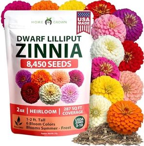 HOME GROWN Lilliput Mix Zinnia Seeds for Planting, 8450 Seeds (57g), Heirloom Non-GMO Double Dwarf Pompon Blooms for Containers, Borders, Cut Flowers & Pollinator Gardens (Zinnia elegans)