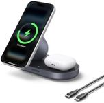 UGREEN Zapix Qi2 Certitied 15W MagSafe Charger Compatible, 2-in-1 Wireless Charger Stand Magnetic Charging Station Compatible with iPhone 17/16/15/14/13/12, AirPods 4/3/2/Pro 3/2