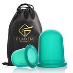 Funxim Silicone Cupping Therapy Set and Cellulite Massager, Anti Cup Massage Roller, Vacuum Kit Body Health Beauty Care, Large & Medium Cup/Body Roller Brush, Green, 2 Pcs Green