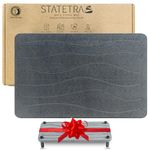 STATETRA Stone Bath Mat 15.3X23.6 Diatomaceous Bath Mat Quick Dry Bath Mat Stone, Stone Shower Mat Ultra Absorbent Stone Bath Mats for Bathroom Easy to Clean & Chemical Free Bath Stone Mat Gray Waves