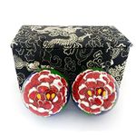 Top Chi Premium Peony Baoding Balls. Chiming Chinese Health Balls for Hand Therapy, Exercise, and Stress Relief (Large 2 Inch)