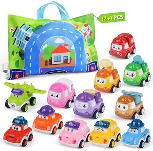 Mini Car Toys for 1 Year Old Boy Gifts, 12 Sets Pull-Back Trucks with Playmat for Toddlers Age 1-2, Baby Toy for 12-18 Months, Construction Vehicle Racing 1st Christmas Birthday Gift for One Year Olds