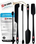 DI ORO Silicone Jar Spatulas for Scraping - Rubber Spatulas Silicone Heat Resistant - Kitchen Spatulas Nonstick Cookware Safe - Silicone Utensil Set for Blenders, Mixing, Baking, & Makeup (5pc, Black)