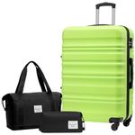 LONG VACATION Luggage Sets 28 in Suitcase ABS Handshell Luggage 3 Piece Set with TSA Lock Spinner Wheels(Apple Green, 28 INCH)