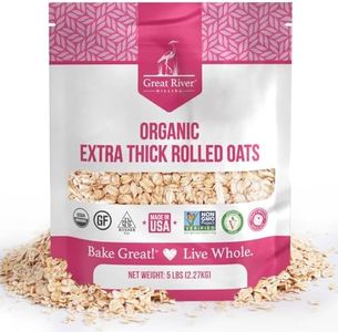 Great River Milling Organic Extra Thick Rolled Oats | Whole Grain, Gluten Free, Non-GMO, Kosher Certified | Hearty Texture for Oatmeal, Granola, Cookies, Baked Goods & Breakfast Recipes | 5 Lb