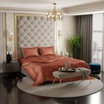 Stoa Paris Satin Bedding for Double Bed - 300TC Premium Bedsheet with Comforter & 2 Pillow Covers, Luxury Bedding Set,Diwali Decoration,Home Decor Gifting, for Couples, Wedding, Melted Caramel,300 TC