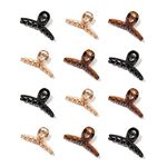 Hair Claw Clips - Jaw Butterfly Small Clips for Women and Girls - Dark Colours -Pack of 12-2.4 inch Hair Clips for Thick Thin Fine Long Hair - 12 Dark Matte Colours Hair Claw Clips