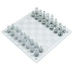 Deluxe 32 Piece Frosted Glass Chess Board Set Traditional Party Fun Game Gift