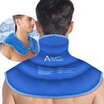 Atsuwell Ice Pack for Neck and Shoulders Pain Relief Cold Compress Therapy Shoulder Ice Packs for Injuries Reusable Gel, Large Upper Back Cold Pack Wrap for Swelling, Bruises, Sprain, Surgery - Blue