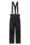 Mountain Warehouse Falcon Extreme Kids Ski Pants – Taped Seams, Waterproof Childrens Trousers, Snow Gaiters, Security Pockets – Ideal for Sports, Snowboarding Black Kids Size 7-8 Years