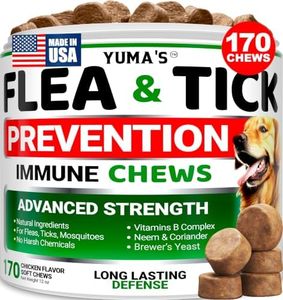Flea and Tick Prevention for Dogs Chewables - 170 Treats - Natural Dog Flea and Tick Treatment Chewable - Flea and Tick Chews for Dogs - Soft Oral Flea Pills for Dogs - All Breeds & Ages - Made in USA