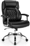 Giantex Big & Tall Office Chair 230KG, Height Adjustable Executive Chair, Swivel Task Chair with Upgraded Padded Armrest, Computer Desk Chair with Metal Base, Rocking Backrest, Extra Wide Seat, Black