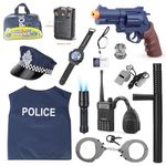 Mineup Halloween Police Costume Kids Accessories, 13PCS 4-6 Kids Police Officer Dress Up Outfit Accessories with Vest Hat Children's Police Officer Role Play Costume for Fancy Dress Themed Party