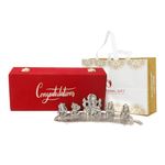 INTERNATIONAL GIFT Silver Musical Ganesh Idol | 'Congratulations' Tag with Velvet Box & Carry Bag | Perfect for Wedding Gifts, Housewarmings, and Festive Celebrations