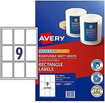 Avery A4 Removable Matt Rectangle Labels - Product Stickers - Small Business Supplies - White, 62 x 89 mm, 90 Labels/10 Sheets (980011/ L7108REV)