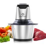 LINKChef Mini Food Chopper 250 Watts Food Processor Onion Vegetable Garlic Chopper Electric 4 Bi-Level Blades 1.2L Robust Stainless Steel Bowl With 500Ml Silver/Black(Fc-5125)- 3 Yr (Silver A)