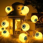 YUPPIN Halloween LED String Lights Pumpkin, Ghost, Eyeball, Cat, Skull, and Spider LED Decorations for Indoor & Outdoor Halloween Decor (Eyeball)