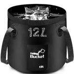 Folding Water Bucket, 12L Collapsible Bucket Portable Lightweight Foldable Bucket for Camping Traveling Picnic Hiking Fishing Boating Gardening Car Washing