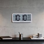 Titan Large White Digital Wall & Table Clock | Big LCD Display | Day, Date & Room Temperature | Battery Operated | Modern Minimalist Design | 356x160mm | W0117PD02