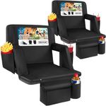 Overmont 2PCS Stadium Seat with Back Support - 2.8'' Padded Cushion 6-Position Recliner Bleacher Seat with Dual Hooks Backpack Straps Cup Holders Pockets - Portable Stadium Chair for Sports Concerts