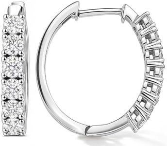 1 Carat Lab Grown Diamond Hoop Earrings for Women (G-H SI) in Rhodium Over 925 Sterling Silver Lab Grown Diamond Jewelry Gifts