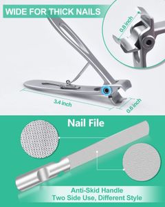 Softale Toenail Clippers for Thick Nails – Heavy Duty Stainless Steel, Soft Grip, Nail File