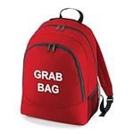 Printed 'Grab Bag' Red Emergency Essentials Backpack Rucksack For Home, Office, School and Work