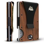 Mountain Voyage Co Leather Wallet - RFID-Blocking Card Holder with Money Clip, Walnut Wood, X-Small, Money Clip