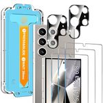 [3+2 Pack] Glass Screen Protector for Samsung Galaxy S24 Ultra 4G, 9H Tempered Glass, Ultrasonic Fingerprint Support, Auto Alignment Kit, Case Friendly Galaxy S24 Ultra Glass Screen Protector