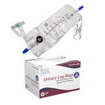 Dynarex Urinary Leg Bag, For Use with a Catheter, Has a Non-Drip Closure and Anti-Reflux Valve, Includes Easy-to-Use Straps, 1000 ml/20 oz Capacity, Medium, White, 1 Box of 12 Dynarex Urinary Leg Bags