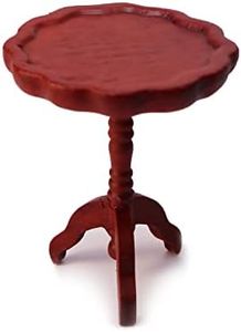 Miniature Dollhouse End Table 1:12 Scale Wooden Furniture Round Side Tea Table Model for Dollhouse Living Room Scene Decoration Gift (Brown)