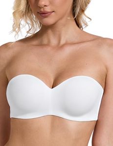 Wingslove Women's Strapless Bra Minimizer Bandeau Seamless Multiway Bras Unlined Underwire Support (White,34D)