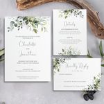 Personalised Wedding Invitation Suite Green Botanical with Envelopes, RSVP & Details Cards- Fully Personalised & Printed - Printed Wedding Invite - Eucalyptus Invite