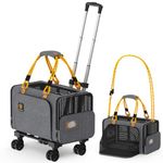 PAWZIDEA Cat Carrier with Wheels 18X11X11 TSA Airline Approved Cat Carrier for 2 Cats Rolling Dog Carrier Under Seat Rolling Cat Carrier Travel Bag with Telescopic Handle, Shoulder Strap as Dog Leash