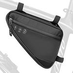 WOTOW Bike Triangle Frame Bag, Cycling Waterproof Front Handlebar Bag Strap-On Saddle Pouch Storage Tube Bag With Reflective Stripe for Phone Cash, Repair Tool, Mini Pump Outdoor Sports Riding (Black)