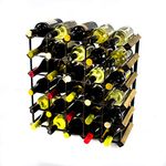 Classic 30 Bottle Walnut Stained Wood and Black Metal Wine Rack Ready Assembled