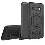 Newlike Plastic LG G8X ThinQ Shock Proof Duel Layer Hybrid Armor Back Cover Case with Kickstand Wheel Pattern ForLG G8X ThinQ (Black)