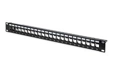 DIGITUS patch panel – modular – for Keystone modules – 19-inch – 24-port – shielded – 1U rack mount – black