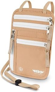 HERO Neck Wallet – RFID Blocking Passport Holder – Easy to Conceal Travel Pouch