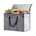 Cool Bag 30L Large Cooler Bag Thermal Food Delivery Bag Insulated Picnic Lunch Bag Foldable Cool Box (Grey)