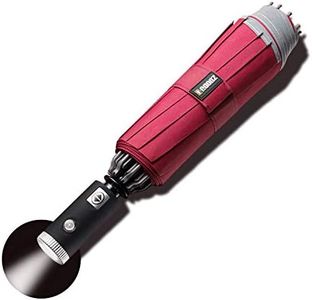 Galatée Ombrello Portatile Pieghevoli Ombrello Antivento Leggero 10 Nervature in Lega di Alluminio Materiale Idrofobo Ombrello Con Luce LED e Strisce Riflettenti Notturne (Rosso)
