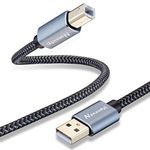 Printer Cable 15ft/5m, Nanxudyj USB Printer Nylon Braid Cord 2.0 Type A Male to B Male Cable Scanner Cord High Speed Compatible with HP, Canon, Dell, Epson, Lexmark, Xerox, Samsung and More 5M