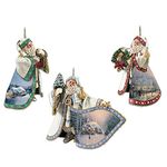 The Ashton-Drake Galleries Santa Claus Heirloom Christmas Decoration Ornaments #1 with Artwork Set of 3 by Thomas Kinkade 4-inches